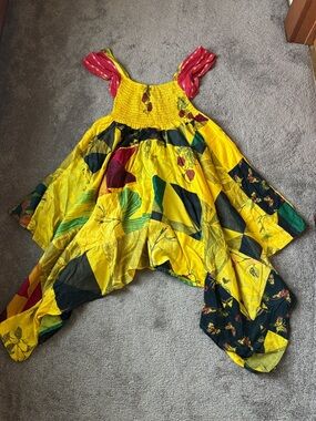 ETC by Lazy Daisy Yellow Patchwork Boho Festival Dress SIZE XXL NWT